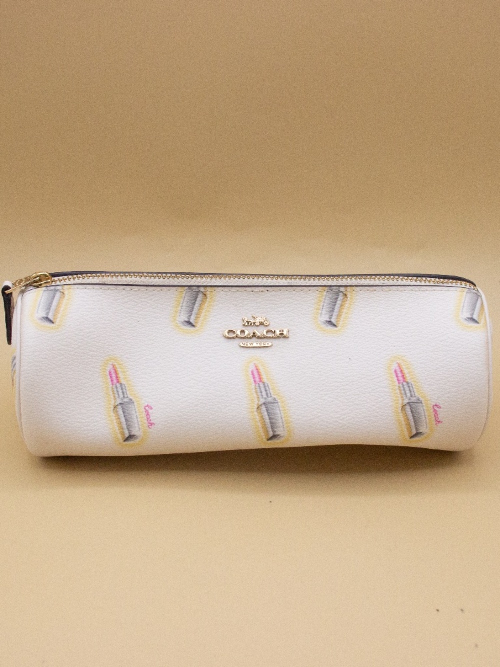 Coach Makeup Brush Holder Zip Bag with Lipstick Print
